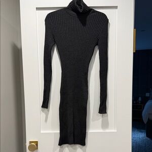 Wolford Elegant charcoal gray merino rib dress